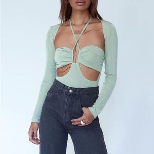 sage green two piece bodysuit
